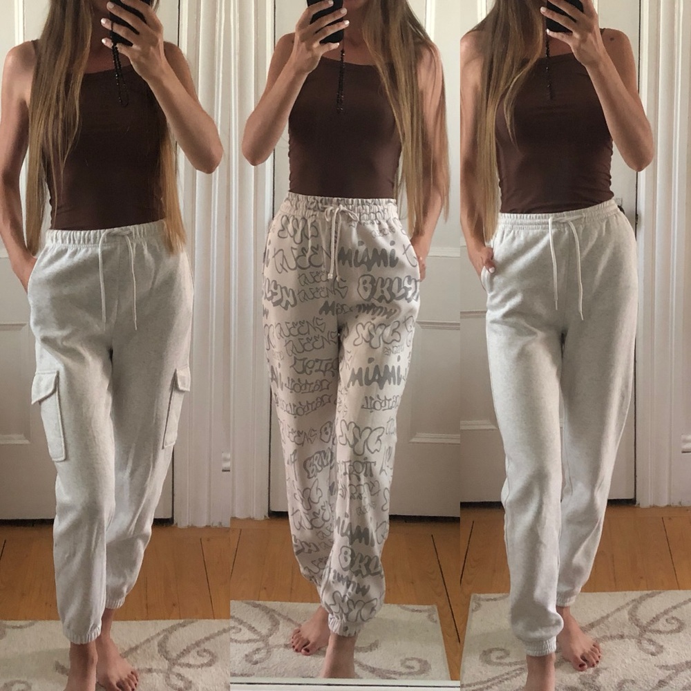 3x H&M Light Gray + Beige Sweatpants Track Joggers
